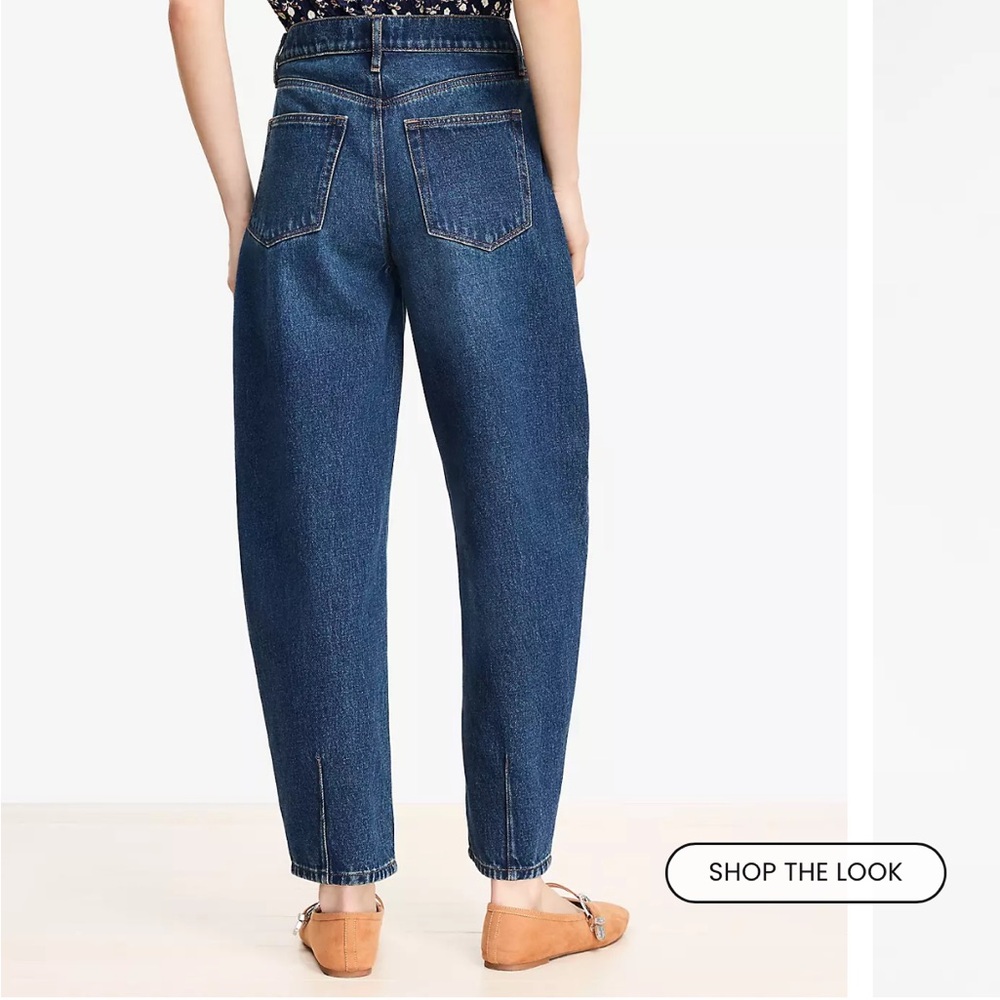 LOFT High Rise Barrel Jeans in Authentic Dark Wash  New W/O Tags, size 29/8